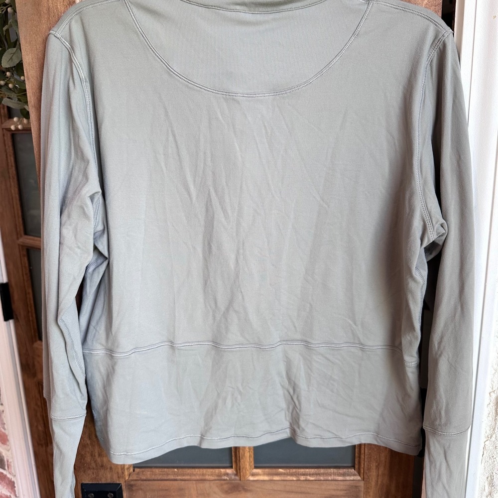 CRZ YOGA Quarter Zip Pullover Womens XL Sage Green Ribbed Thumbhole Activewear - Picture 9 of 10